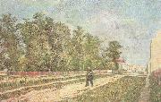 Vincent Van Gogh Outskirts of Paris:Road with Peasant Shouldering a Spade (nn04) Sweden oil painting artist